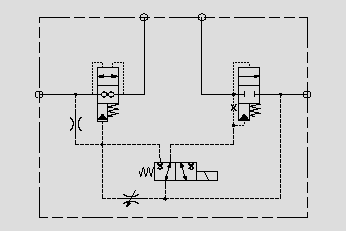 此原理圖為運用電磁閥和邏輯閥實現大流量安全邏輯控制。