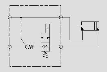 此原理圖為用電磁換向閥控制支腿油缸伸縮。