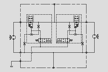 此原理圖通過在大流量邏輯閥上的T-8A的插孔插入電磁閥，實現對大流量馬達的工作狀態控制。