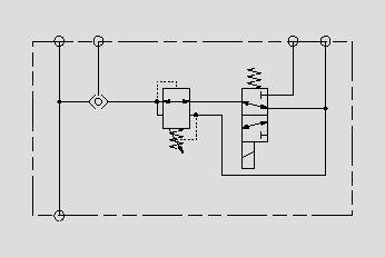 此原理圖為運用電磁閥和壓力閥控制制動器的壓力和啟停。