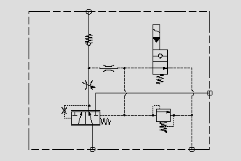 此原理圖為運(yùn)用電磁閥、壓力閥和邏輯閥控制屬具執(zhí)行機(jī)構(gòu)的壓力和啟停。
