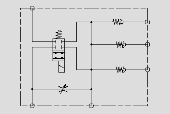 此原理圖為電磁閥得電所有先導(dǎo)油卸荷，先導(dǎo)不起作用。